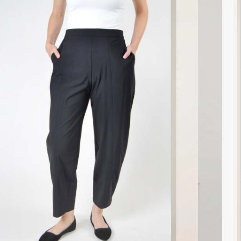 Jason Comfy USA Sydney Nylon Wide Leg Tapered Pants Black S